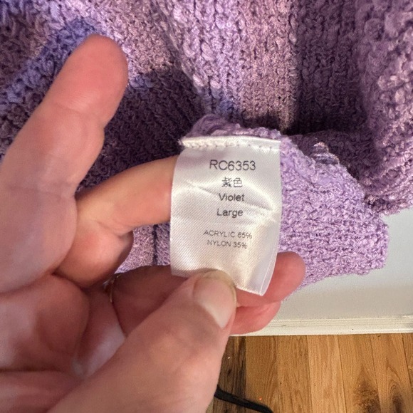 Violet Purple Bouclé Knit Sweater Vest Ribbon Tie Back RC6353 Womens Large - Picture 3 of 5